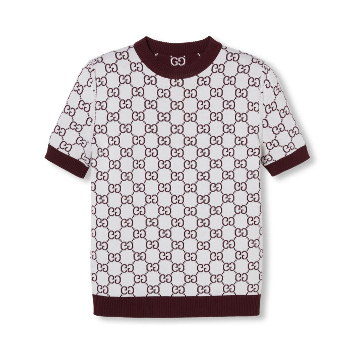NIGO Gucci Spring Women's Monogrammed Reversible Crew Neck Short Sleeve Knit T-Shirt #nigo73984