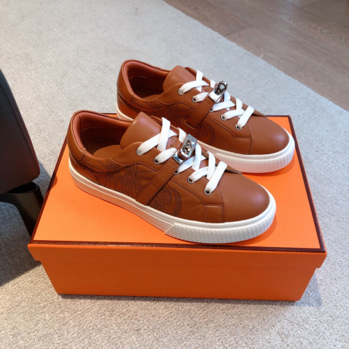 NIGO Hermes Men's And Women's Fashion Day Sneakers Solid Color Leather Low Top Lace Up Casual Shoes #nigo71699