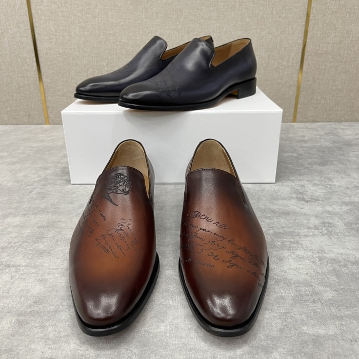 NIGO Berluti Men's Spring Summer Autumn Solid Cursive Galet Scritto Leather Loafers Casual Low Top Shoes #nigo71696