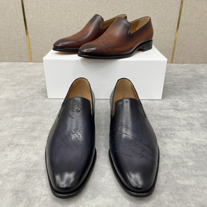 NIGO Berluti Men's Spring Summer Autumn Solid Cursive Galet Scritto Leather Loafers Casual Low Top Shoes #nigo71696