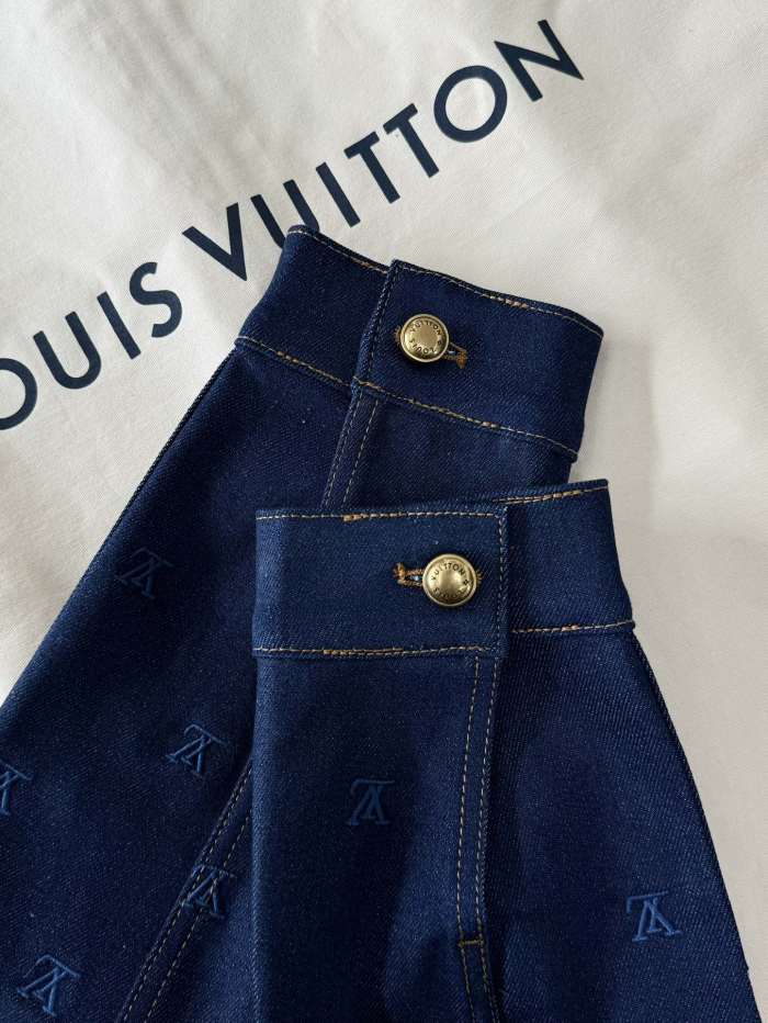 NIGO Louis Vuitton Men's Spring And Autumn Logo Embroidery Color Line Single Breasted Denim Long Sleeved Jacket Jeans Pants Set Suit #nigo74128