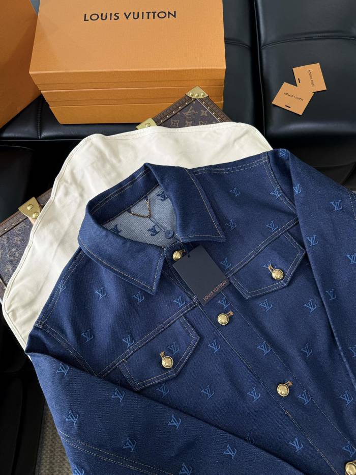 NIGO Louis Vuitton Men's Spring And Autumn Logo Embroidery Color Line Single Breasted Denim Long Sleeved Jacket Jeans Pants Set Suit #nigo74128