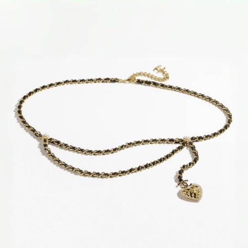 NIGO Chanel New Double C Gold Diamond Lattice Love Pendant Double Waist Chain Leather Wear Chain Vintage Noble Fashionable Brass Swarovski Diamond Lambskin Waist Chain Belt Accessories #nigo71734