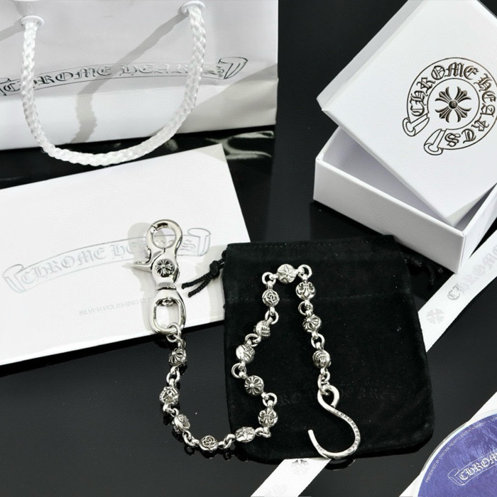 NIGO Chrome Hearts Men's Vintage Sterling Silver 925 Pants Chain Cross High Street Trend Hip Hop Punk Style Accessories Length About 37cm Weight About 87g #nigo71738