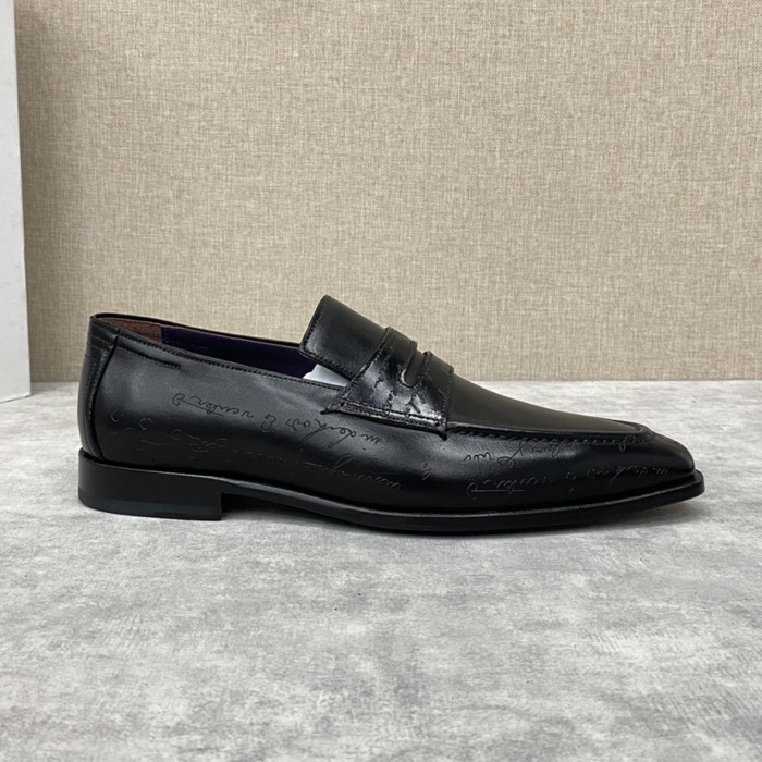 NIGO Berluti Men's Spring Summer Autumn Logo Print Fashion Andy Loafers Solid Color Leather Shoes #nigo71746