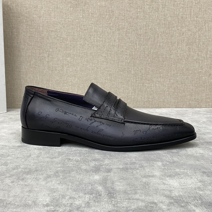 NIGO Berluti Men's Spring Summer Autumn Logo Print Fashion Andy Loafers Solid Color Leather Shoes #nigo71746