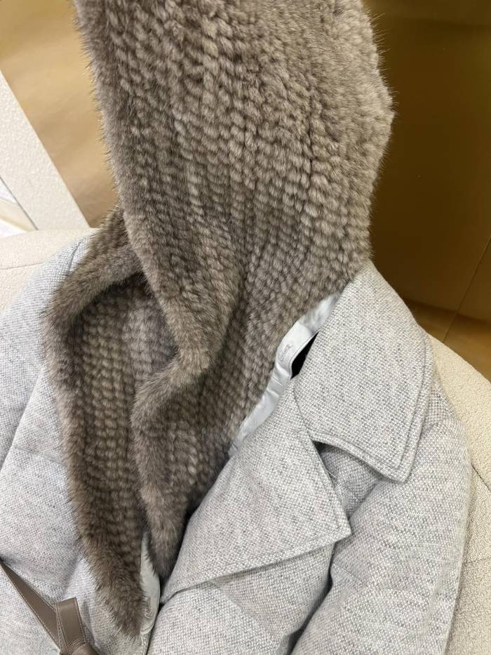 NIGO Loro Piana Women's Winter Cashmere Wool Solid Color Drawstring Hooded Double Breasted Long Coat Jacket #nigo74147