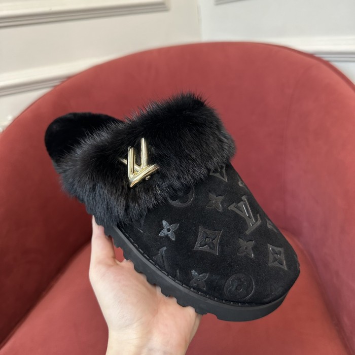 NIGO Louis Vuitton Women's Fur One Logo Printed Sandals Slippers Autumn And Winter Outer Wear Fashionable Elegant Temperament Casual Shoes #nigo72379