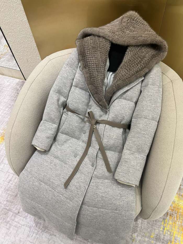 NIGO Loro Piana Women's Winter Cashmere Wool Solid Color Drawstring Hooded Double Breasted Long Coat Jacket #nigo74147