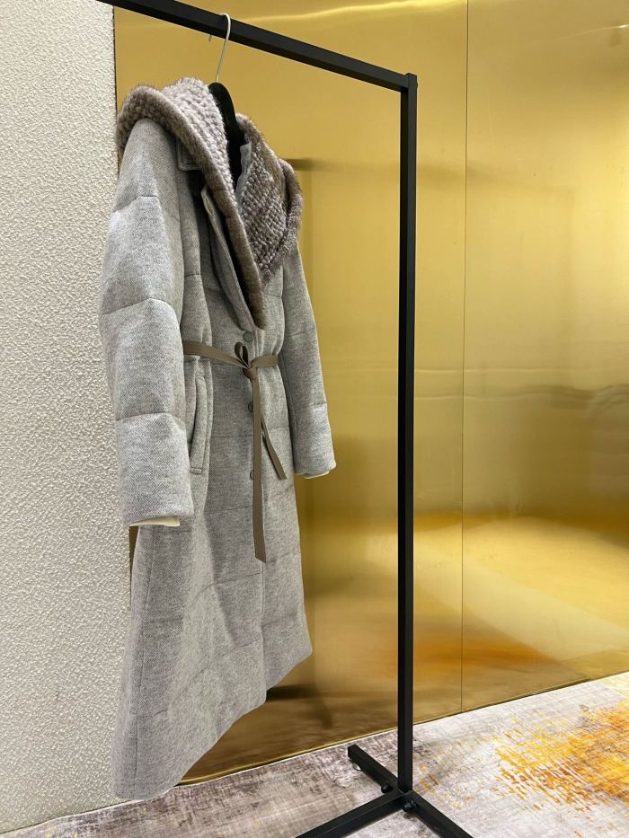 NIGO Loro Piana Women's Winter Cashmere Wool Solid Color Drawstring Hooded Double Breasted Long Coat Jacket #nigo74147