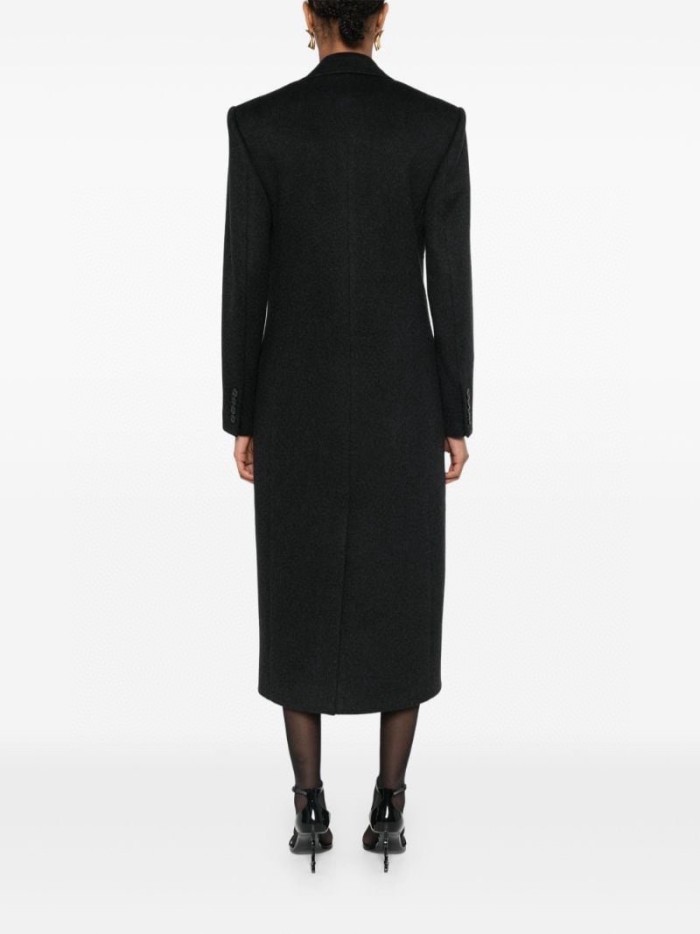 NIGO SAINT LAURENT Women's Autumn and Winter Solid Color Waisted Wide Shoulder Wool Double Breasted Long Coat Jacket #nigo74183