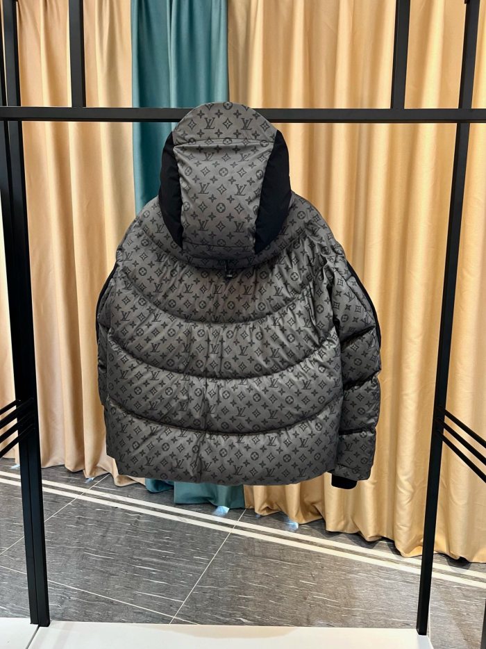 NIGO Louis Vuitton Men's Autumn and Winter Letter Printing Splicing Nylon Waterproof Fabric Warm Feeling Color Changing Hooded Zipper Long Sleeve Puffer Down Jacket #nigo74186