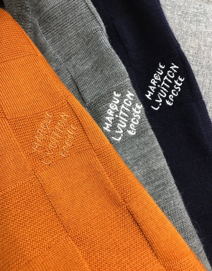 NIGO Louis Vuitton Men's Spring and Autumn Solid Color Check Printed Wool Round Neck Long Sleeve Knitted Sweater #nigo74211