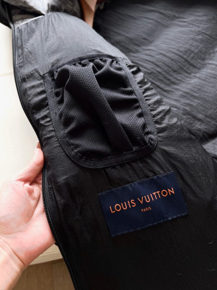 NIGO Louis Vuitton Men's Autumn and Winter Letter Printing Splicing Nylon Waterproof Fabric Warm Feeling Color Changing Hooded Zipper Long Sleeve Puffer Down Jacket #nigo74186
