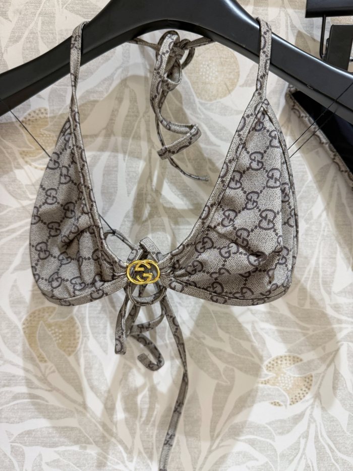 NIGO Gucci Women's Summer Logo Print Solid Color Stretch Knit Bikini Swimsuit Set Suit #nigo74218