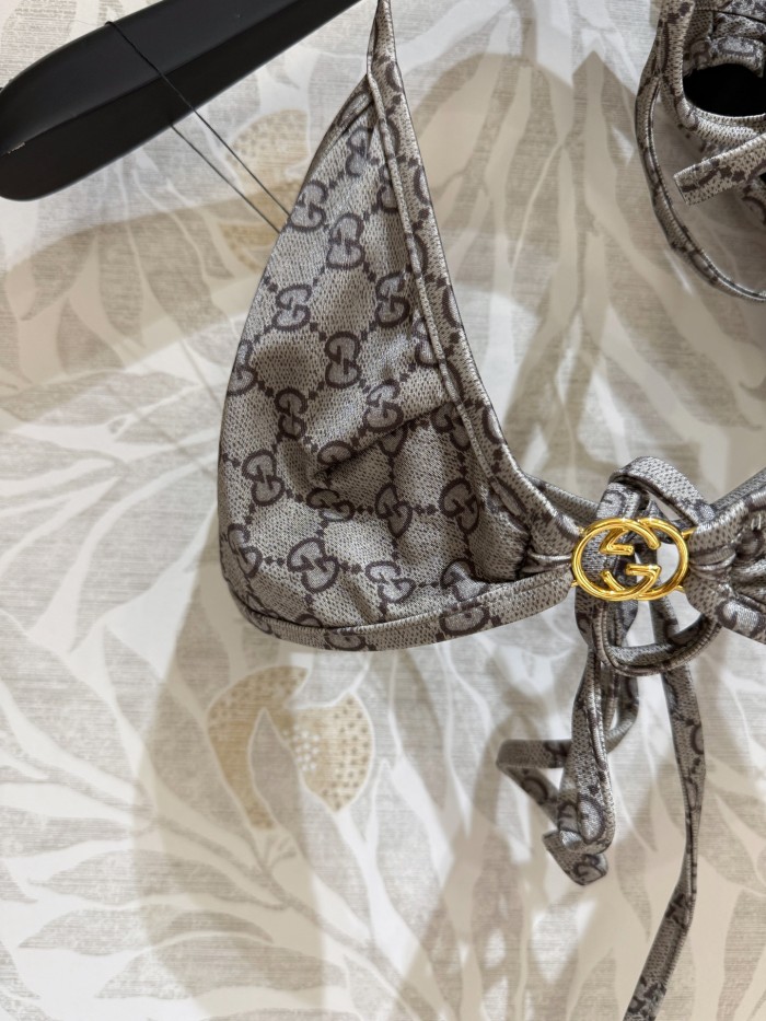 NIGO Gucci Women's Summer Logo Print Solid Color Stretch Knit Bikini Swimsuit Set Suit #nigo74218