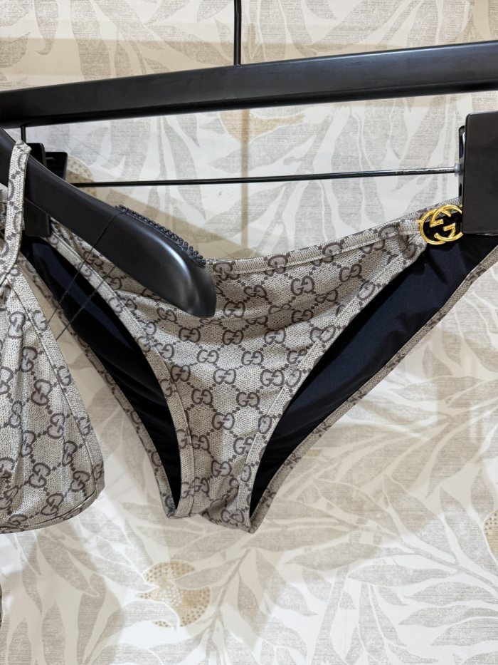 NIGO Gucci Women's Summer Logo Print Solid Color Stretch Knit Bikini Swimsuit Set Suit #nigo74218