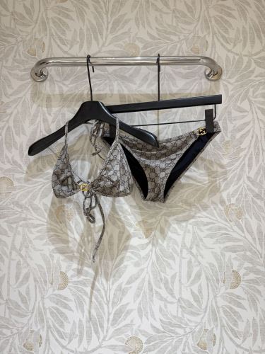 NIGO Gucci Women's Summer Logo Print Solid Color Stretch Knit Bikini Swimsuit Set Suit #nigo74218