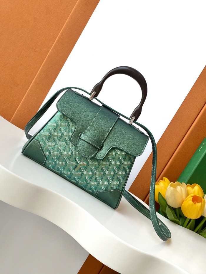 NIGO Goyard PM Saigon Exquisite Leather Printed Wooden Carrying Handle Crossbody Bag Bags #nigo74227