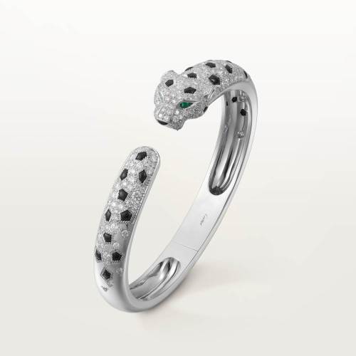 NIGO Cartier Women's PANTH È RE DE CARTIER Full Diamond Leopard Letter Carving V Gold Material Fashion Bracelet Jewelry  Accessories #nigo71752