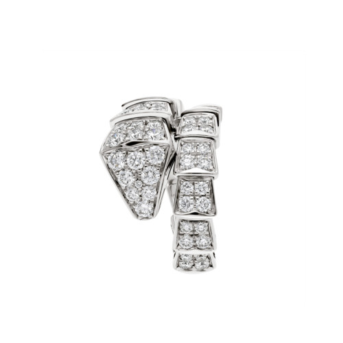 NIGO Bvlgari Serpenti Viper Collection Snake Ring Silver With Diamonds Fashion Luxury Elegant Chunky Ring Jewellery Accessories #nigo71778