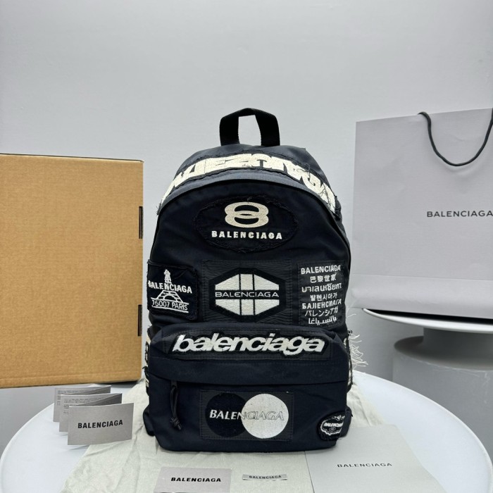 NIGO Balenciaga Black Nylon Embroidery Applique Backpack Fashion Trend High Street Shoulder Bag Bags #nigo71731