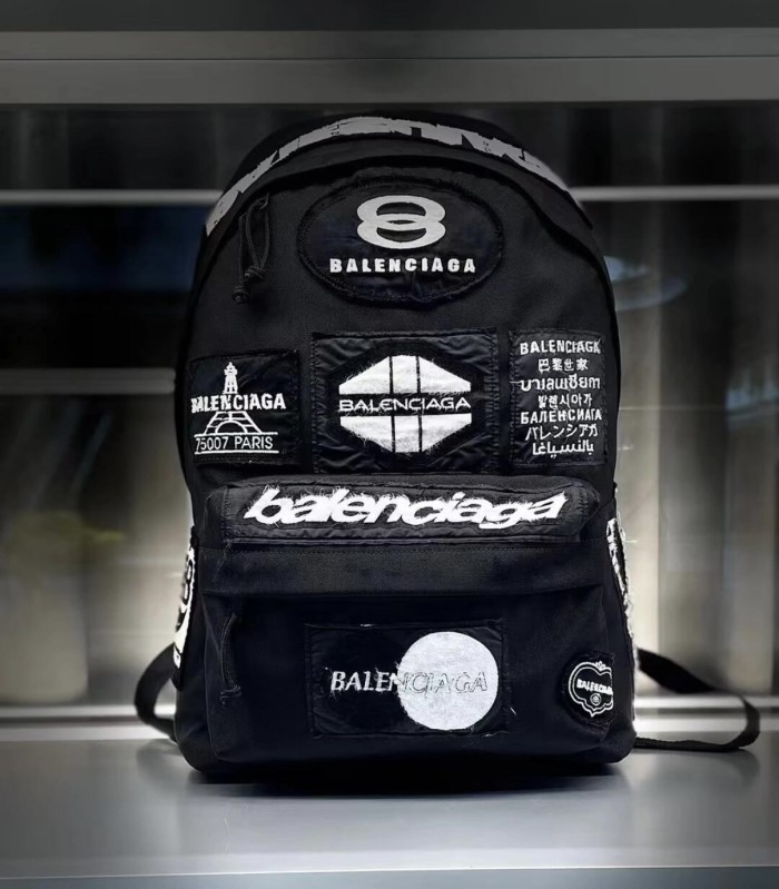 NIGO Balenciaga Black Nylon Embroidery Applique Backpack Fashion Trend High Street Shoulder Bag Bags #nigo71731