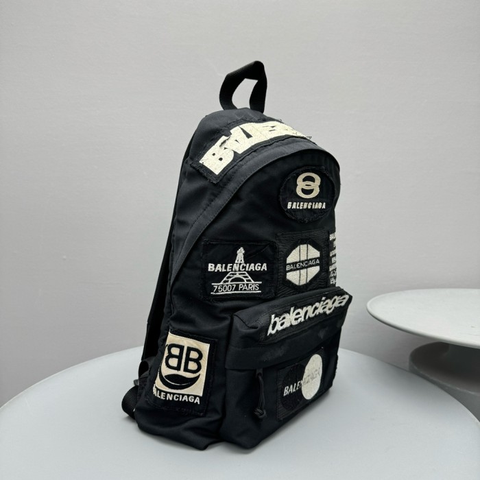 NIGO Balenciaga Black Nylon Embroidery Applique Backpack Fashion Trend High Street Shoulder Bag Bags #nigo71731