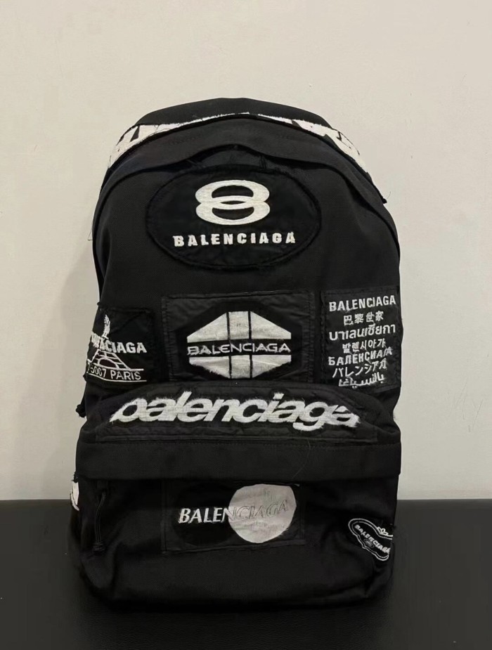 NIGO Balenciaga Black Nylon Embroidery Applique Backpack Fashion Trend High Street Shoulder Bag Bags #nigo71731