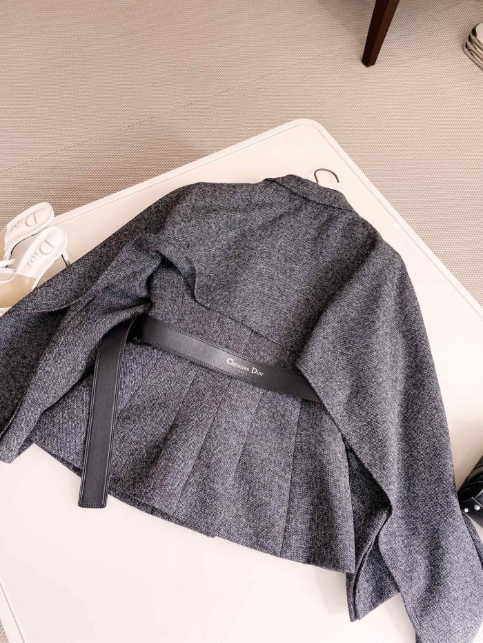 NIGO Dior Women's Spring And Autumn V-neck With Removable Scarf Belt Solid Color Wool Single Breasted Long Sleeve Blazer Jacket Ngvp #nigo9614