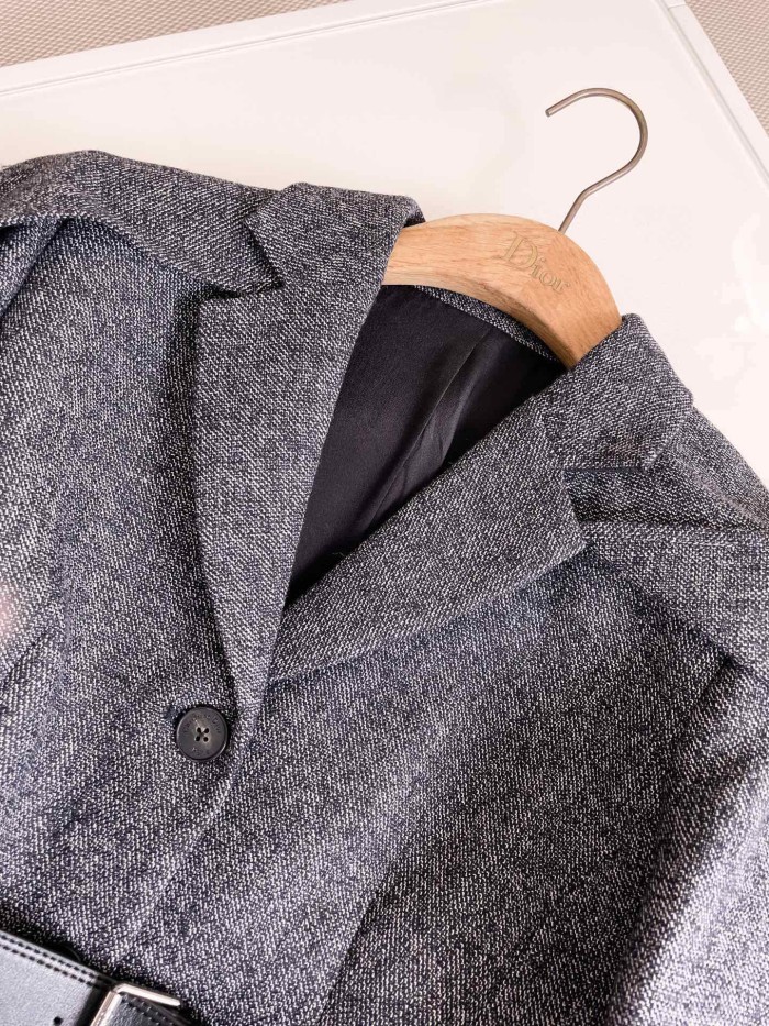 NIGO Dior Women's Spring And Autumn V-neck With Removable Scarf Belt Solid Color Wool Single Breasted Long Sleeve Blazer Jacket Ngvp #nigo9614