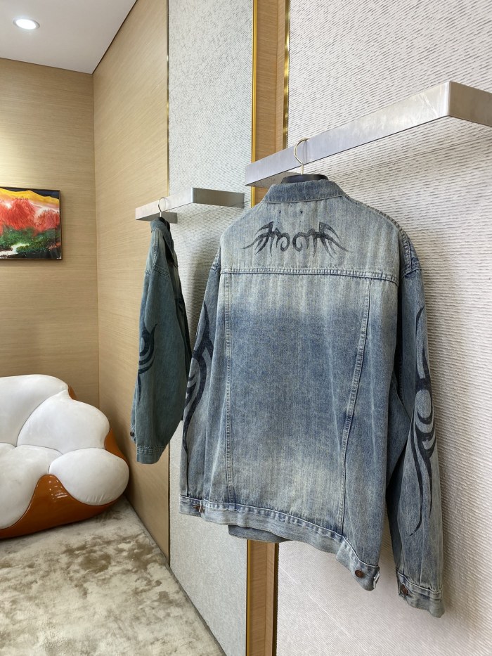 NIGO Balenciaga Men's Spring and Autumn Pattern Printing Single Breasted Long Sleeve Denim Jacket #nigo74278