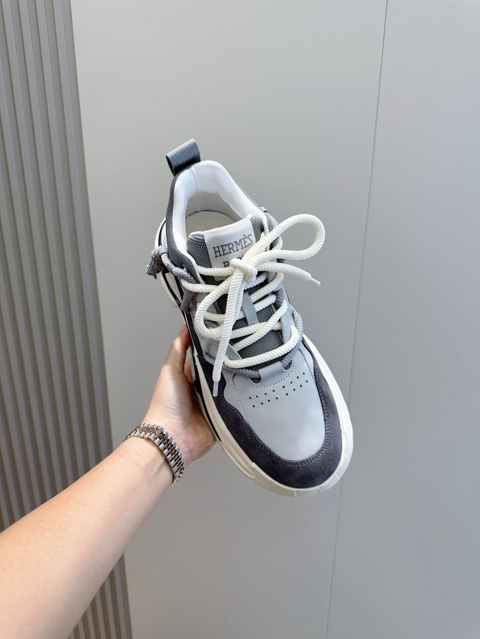 NIGO Hermes Men's Colorblocking Thick Bottom Mid Top Casual Thick Bottom Lace Up Sneakers Shoes #nigo74269