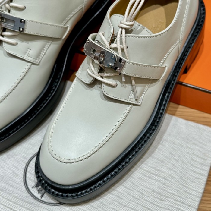 NIGO Hermes Women's Solid Color Cowhide Thick Sole Functional Buckle Oxfords Shoes #nigo74274