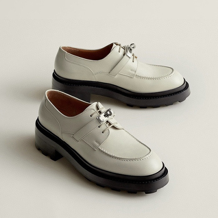 NIGO Hermes Women's Solid Color Cowhide Thick Sole Functional Buckle Oxfords Shoes #nigo74274