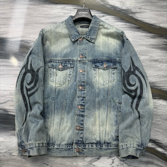 NIGO Balenciaga Men's Spring and Autumn Pattern Printing Single Breasted Long Sleeve Denim Jacket #nigo74278