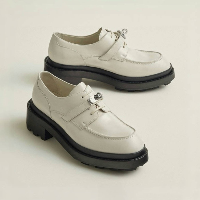NIGO Hermes Women's Solid Color Cowhide Thick Sole Functional Buckle Oxfords Shoes #nigo74274