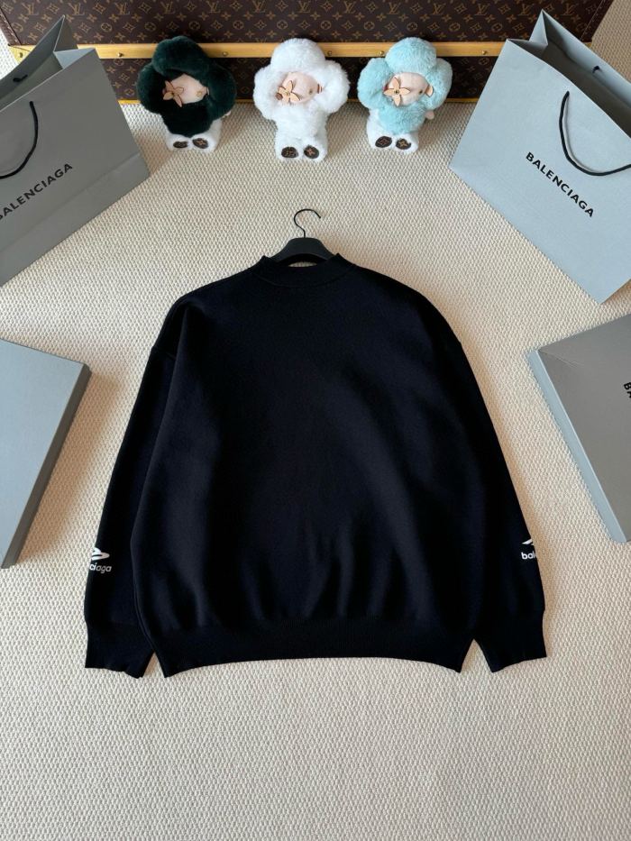 NIGO Balenciaga Men's Spring and Autumn Solid Color Logo Printed Round Neck Pullover Regular Fit Long Sleeve Sweater #nigo74275