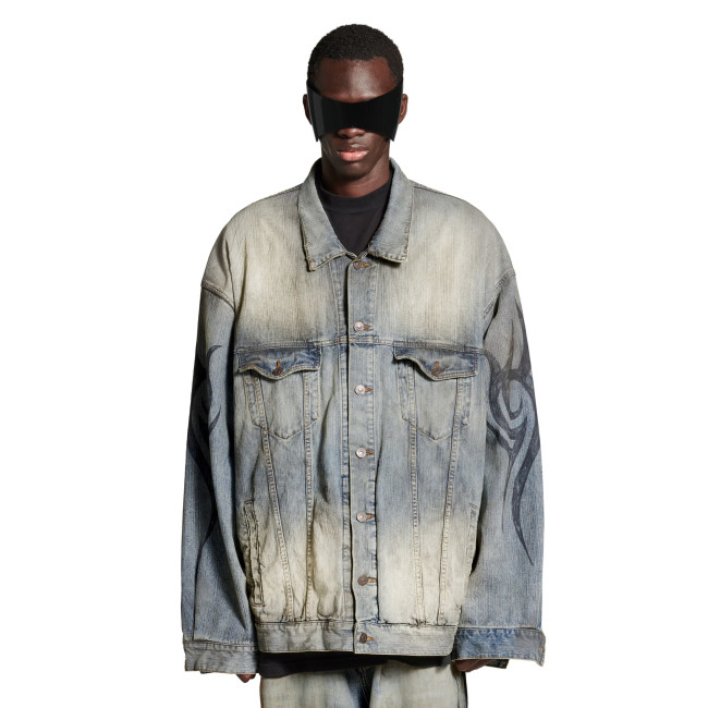 NIGO Balenciaga Men's Spring and Autumn Pattern Printing Single Breasted Long Sleeve Denim Jacket #nigo74278