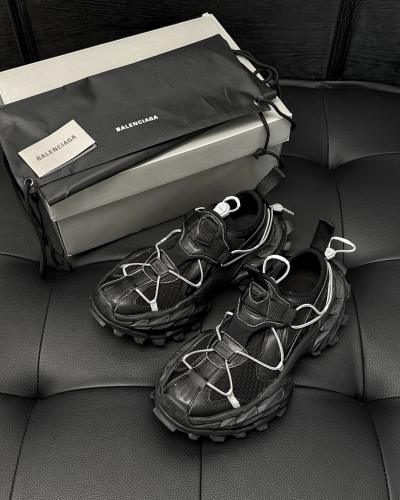NIGO Balenciaga Men's and Women's Black Mesh Fabric Leather Thick Sole Lace-Up Sneakers Shoes #nigo74256