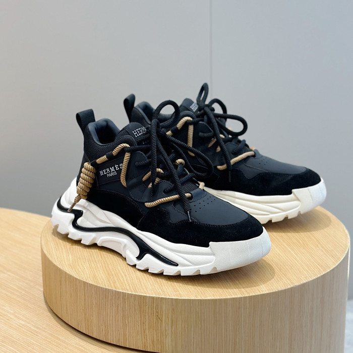 NIGO Hermes Men's Colorblocking Thick Bottom Mid Top Casual Thick Bottom Lace Up Sneakers Shoes #nigo74269