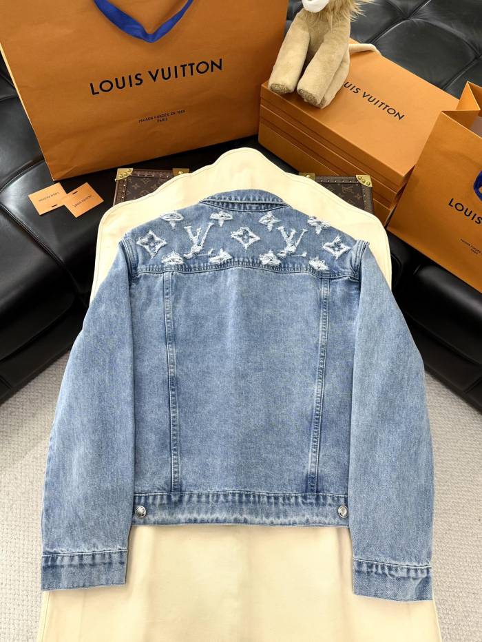 NIGO Louis Vuitton Men's Spring And Fall Embroidered Logo Single Breasted Long Sleeved Denim Jacket Mid Rise Jeans Pants Suit Set #nigo74293