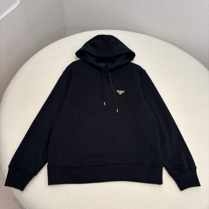 NIGO Prada Men's Spring and Autumn Solid Color Logo Triangle Label Hooded Loose Long Sleeve Sweatshirt #nigo74295