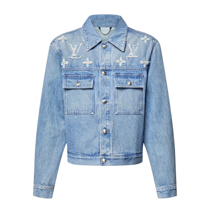 NIGO Louis Vuitton Men's Spring And Fall Embroidered Logo Single Breasted Long Sleeved Denim Jacket Mid Rise Jeans Pants Suit Set #nigo74293