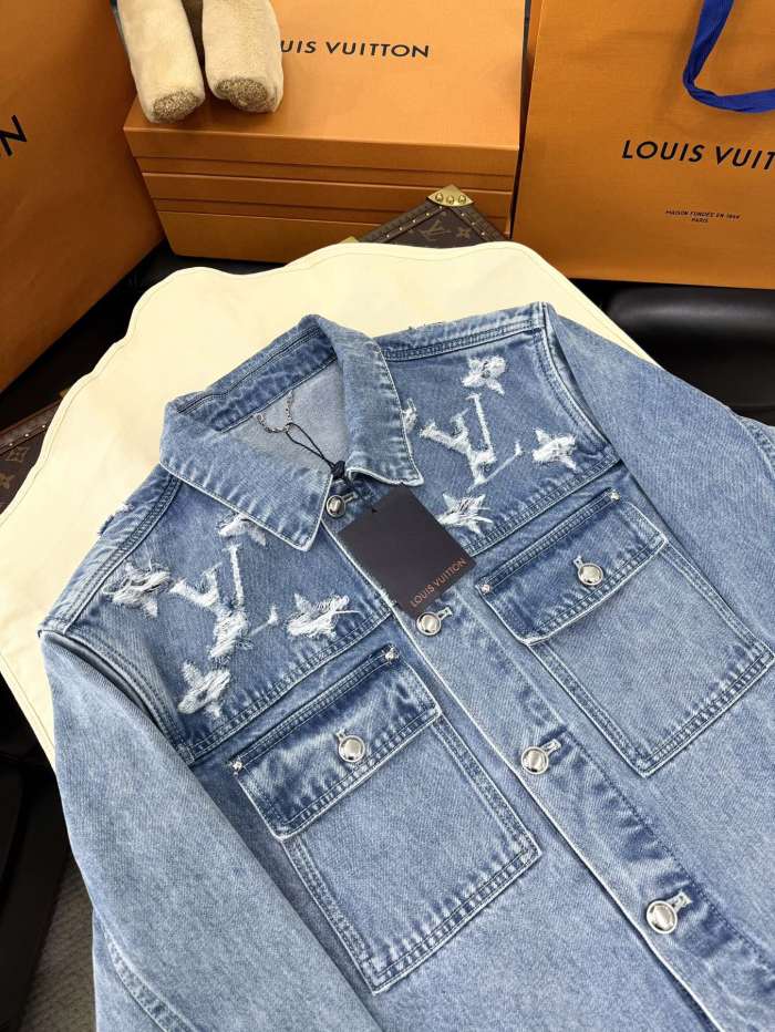 NIGO Louis Vuitton Men's Spring And Fall Embroidered Logo Single Breasted Long Sleeved Denim Jacket Mid Rise Jeans Pants Suit Set #nigo74293