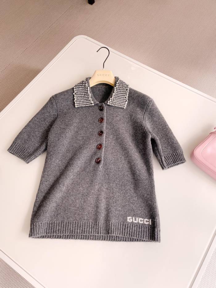 NIGO Gucci Women's Summer Solid Color Rhinestone Inlay Pullover Straight Short Sleeve Polo Shirt T-Shirt #nigo74323