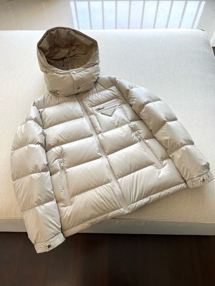 NIGO Prada Men's Autumn and Winter Solid Color Detachable Hood Zipper Long Sleeve Down Jacket #nigo74319