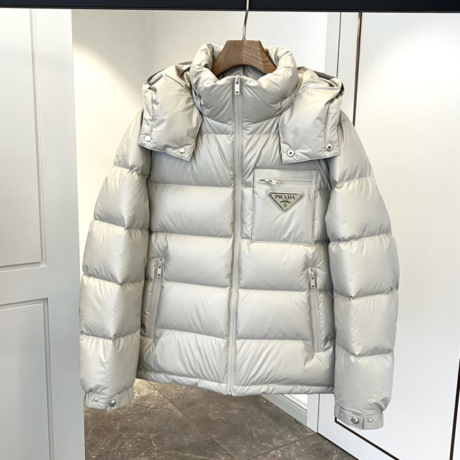 NIGO Prada Men's Autumn and Winter Solid Color Detachable Hood Zipper Long Sleeve Down Jacket #nigo74319