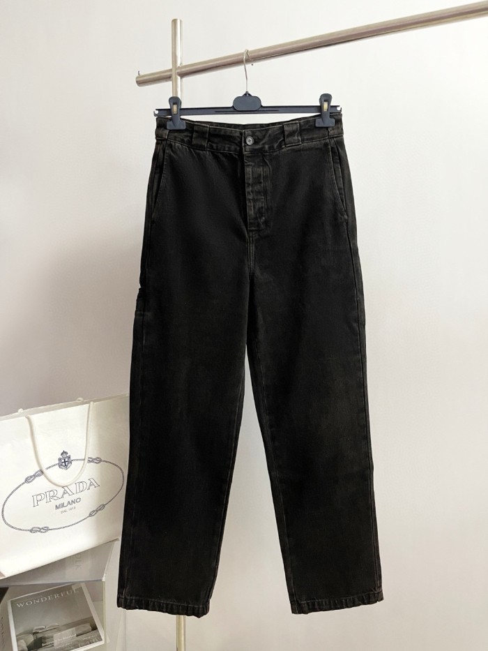 NIGO Prada Men's Spring and Autumn Solid Color Mid Waist Button Loose Jeans Pants #nigo74355