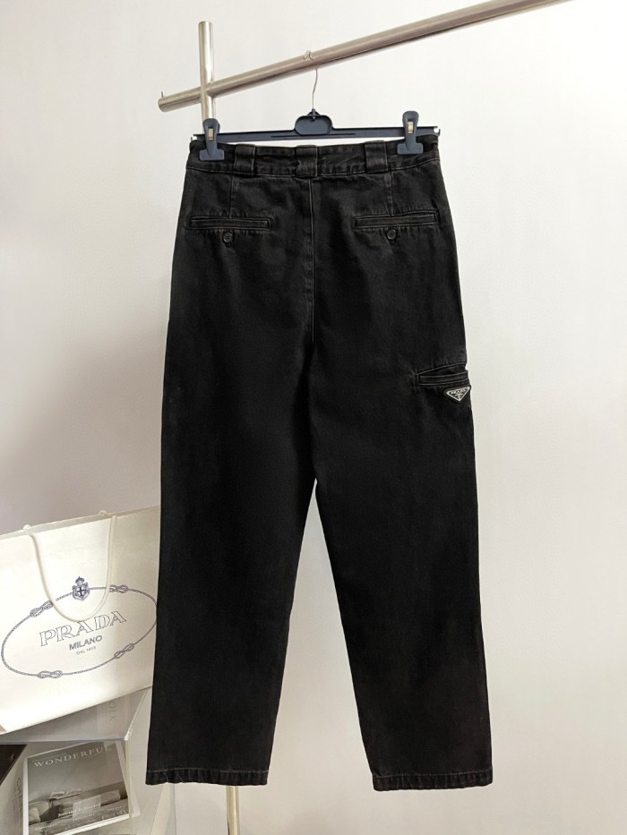 NIGO Prada Men's Spring and Autumn Solid Color Mid Waist Button Loose Jeans Pants #nigo74355